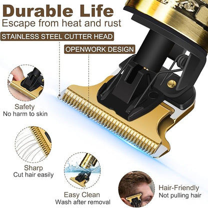 YOGINGO Professional Hair Trimmer for Men, Cordless Rechargeable Beard Trimmer Hair Clippers for Men, Metal Body Cutting Grooming Kit, Beard Shaver Barbershop, Bronze