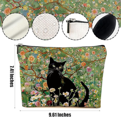 Secret Santa Gifts Black Cat Makeup Bags for Women - Cat Gifts for Women Girls Cats Lovers Sister Coworker, Cats Mom Gifts Cosmetic Bag Travel Organizer Zipper Christmas Birthday Friendship Gift