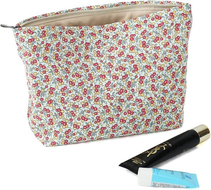 Large Capacity Cotton Printed Makeup Bag - Travel Cosmetic Pouch & Toiletry Organizer with Zipper, Perfect for Daily Use or as a Gift