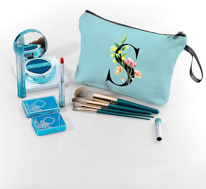 Women Birthday Unique Bride to be Bridal Shower Initial Gifts for Mom Sister Friend Her Teacher Aunt Makeup Cosmetic Bag with Mirror Mothers Day Christmas Graduation S