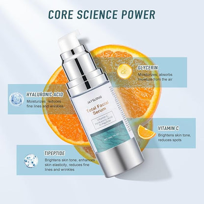 Vitamin C Serum for face with Hyaluronic Acid & Peptides - Anti Aging Face Serum for Women & Men, Dark Spot Corrector for Brightening, Hydrating Treatment to Reduce Wrinkles & Fine Lines, (Pack of 2)