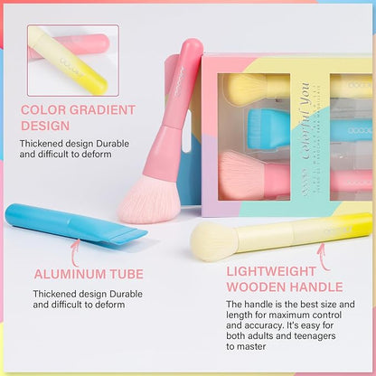 docolor Makeup Brushes 3PCS Foundation Powder Blush Brush Premium Face Makeup Brush For Applying & Blending powder, foundation, bronzer & blush with Liquid, Cream & Powder Cosmetic Vegan Cruelty-Free