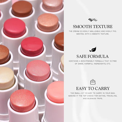 bayfree 3 PCS Makeup Cream Contour Stick Set, Highlighter Stick & Bronzer Stick & Blush Stick, Long Lasting, Natural Face Contour, Dewy & Matte Finish, Multi Stick Trio for All Skin