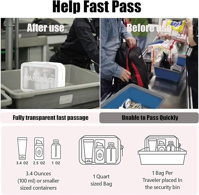 Clear Travel Bags for Toiletries,3 Pack Toiletry Bag,Matte Translucent Toiletry Bag,Makeup Bag With Handy Handle,Travel Pouch,Makeup Cosmetic Organizer for Travel Essentials(White)
