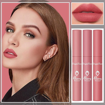 Sulily 3Pcs Dark Red Matte Lipstick Set,Red Matte Lipstick Long Lasting for Women,Velvet Air Moisture Smooth Crayon Lip Stain,24 Hours Wear Non-Stick Cup Not Fade Waterproof Lip Gloss Makeup