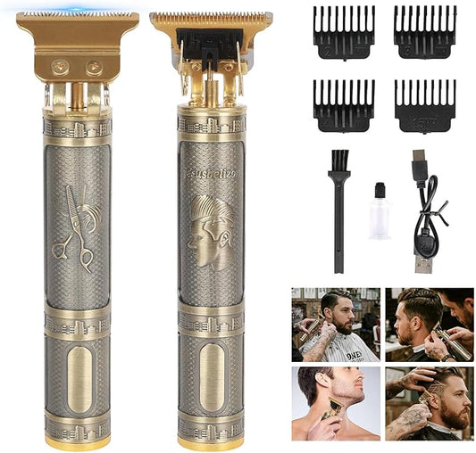 Professional Hair Clipper for Men - Rechargeable Cordless T-Blade Trimmer with 4 Guides, USB-C Fast Charge, Metal Body for Beard, Hair & Body Grooming