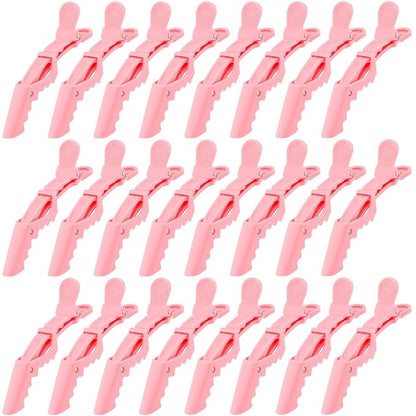 Ondder 24 Pack Large Alligator Clips for Hair Sectioning, Coloring, Cutting - Pink Pro Salon Barber Hair Styling Accessories for Women and Men