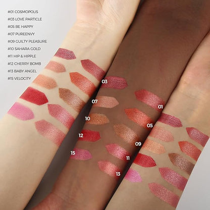Anglicolor 2pcs Glitter Pink Lipstick,High Impact Lipcolor,Lightweight Hydrating Formula Smooth and Non-Sticky,Metallic Lipstick For Women,Full-Coverage Lip Color