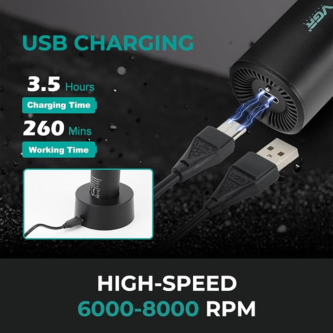 VGR 977 Professional Hair Trimmer Hair Clippers for Men, 8000rpm T-Blade Trimmer Zero Gapped Cordless Barber Clippers, Rechargeable Edgers Clippers with LED Display(Black)