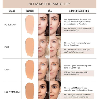 No Makeup Makeup Long-Lasting Lightweight Foundation & Brush Duo | Cruelty-Free, Fragrance-Free, Buildable, Transfer-Proof Makeup (Light Medium)