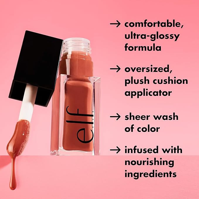 e.l.f. Glow Reviver Lip Oil, Nourishing Tinted Lip Oil For A High-shine Finish, Infused With Jojoba Oil, Vegan & Cruelty-free, Red Delicious