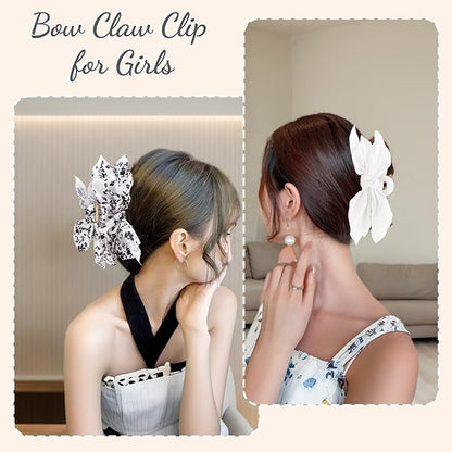 Bow Claw Clips Bow Hair Clips White 3PCS Big Hair Bows for Women Butterfly Styling Large Hair Clips for Thick Hair for Girls Hair Accessories for Teen