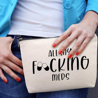 Funny Med Bag for Traveling, Funny Medicine Bag Makeup Bag Gifts Dental Gifts Nurse Assistant Gift Pill Bags Medicine Pouch for Travel, Med Bags Storage for Women Patient Gift