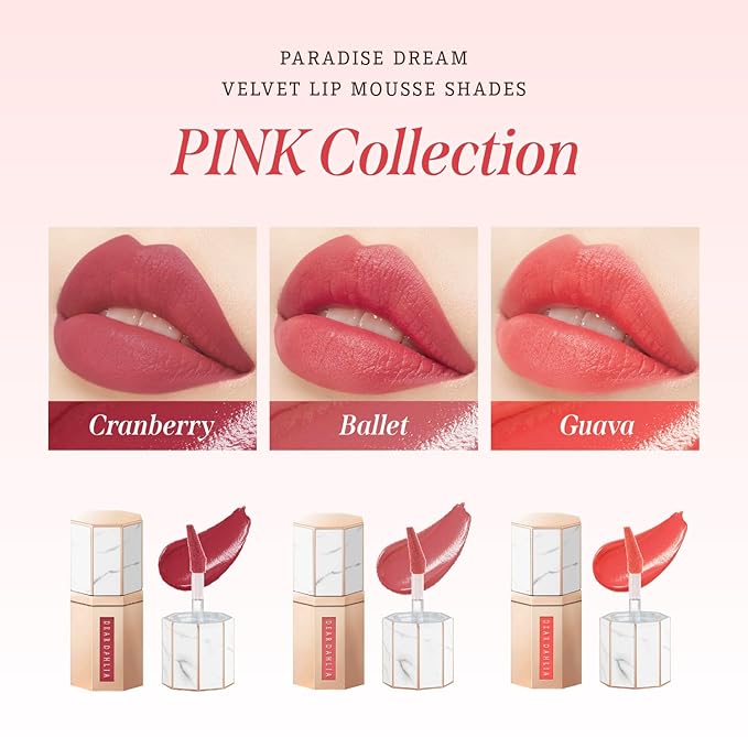 DEARDAHLIA Paradise Dream Velvet Lip Mousse (Marmalade) - Vegan Soft-Matte Lip Tint with Lightweight, Buildable, Long-Lasting Color, Whipped Mousse Texture. Cruelty-Free. 0.21 Fl oz