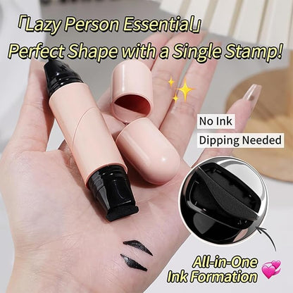 Foldable Eyeliner Stamp,Winged Eyeliner Stamp,Gel Eye liner Pencil Set for Perfect Wings,Smudge Proof & Waterpoof Eye Liner,Easy Eye Stencil Makeup Tool (2PCS-Brown+Black)