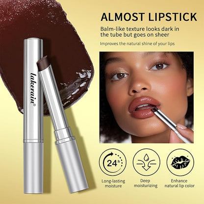 2Pcs Honey Noir Lipstick, Deep Moisturizing Black Cherry Tint Lip Balm, Nourishing Honey Noir Lipgloss, Black and Pink Lip Tint, Hydrating Lipgloss for All Skin Tones