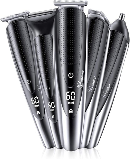 Hatteker Mens Beard Trimmer Grooming kit Hair Trimmer Mustache Trimmer Body Groomer for Nose Ear Facial Hair Cordless Waterproof 5 in 1