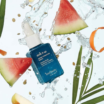 BioClarity Oil-Free Deep Hydrating Serum, 100% Vegan, Non-Toxic, Long-Lasting Hydration, With Vitamin E, Lentil & Watermelon, Lightweight Moisturizing Formula for All Skin Types, 1 fl. oz.