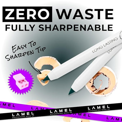 Lamel Green Eyeliner, Ultra Long Lasting Gel Eyeliner Pencil, Waterproof Eye Liner, Smudge Proof, Creamy Eye Pencil, Waterline, Sweat Proof Makeup, Highly-Pigmented (403 Shade)