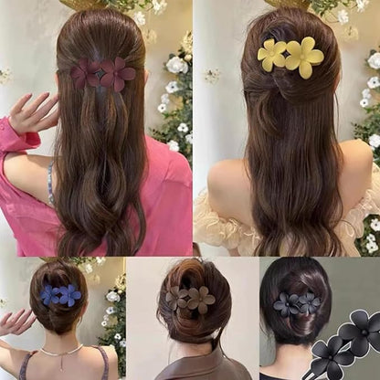 5PCS Flower Flat Hair Clips Non-Slip Matte Hair Clamps Floral Design French Alligator Clips Cute Clip Hair Claw Hair Accessories for Women Girls
