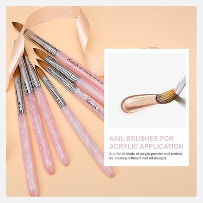 Acrylic Nail Brush Size #18, 100% Pure Kolinsky Nail Art Brushes for Acrylic Application, Sturdy Starry Handle Oval Shaped Nail Design Tools for Professional Manicure DIY, Pink