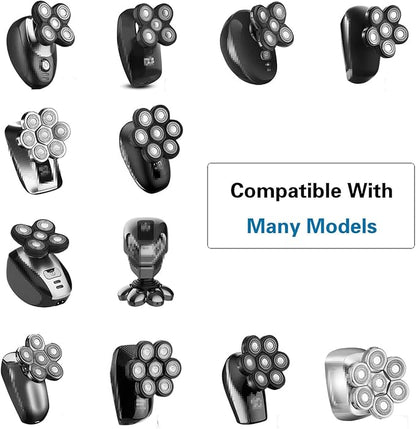 7 Blade Replacement Heads,Bald Shaver Replacement Heads Rotary Shaver for Bald Men Replacement Blade Beard Universal Fast Double Ring Hair Trimmer for 5 6 7 Head Electric Shaver