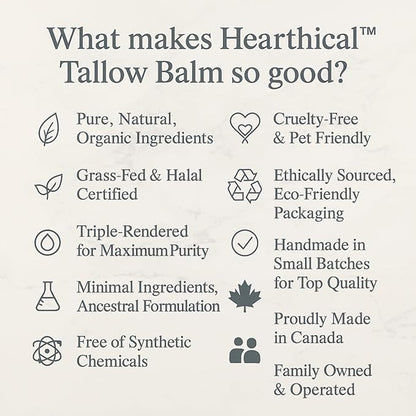 Halal Grass Fed Beef Tallow For Skin – 70g Organic Beef Tallow Moisturizer – Beef Tallow Face Moisturizer & Beef Tallow Face Cream – Pure Beef Tallow Balm with Lavender & Cedarwood