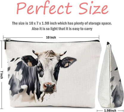 Cow Gifts, Cow Print Stuff Makeup Bag, Cosmetic Bag Travel Pouch, Animal Lovers Friendship Graduation Birthday Gifts for Women Girls Daughter Sisters Coworker Best Friend