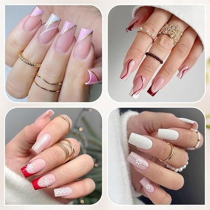 UNA GELLA Medium Square Gel Nail Tips Half Matte 312pcs Medium Square Gel Nails Full Cover False Acrylic Nails Tips for Press On Nails DIY Art Salon Nail Extensions, 12 Sizes