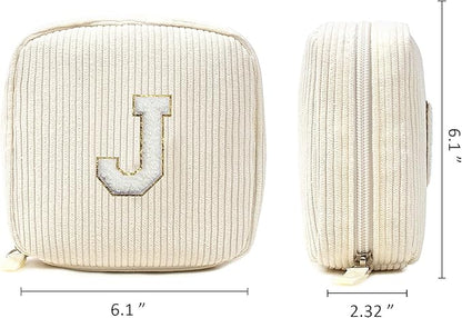 LETGO Birthday Gifts for Women Small Personalized Initial Monogram Makeup Bag,Preppy Corduroy Makeup Bags Travel Toiletry Bag Cute Pouch Purse for Her Mom Girlfriend Wife Sister Teacher Bridesmaid