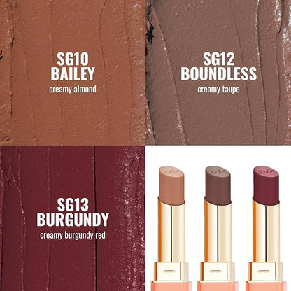 Oulac Color Rich Satin Lipstick Set For Women Nude Brown Lipsticks High Impact Lipcolor Tinted Lip Balm, Nourishing, Satin Finish, Moisturizing Creamy Formula, Vegan Gluten Free (10+12+13)