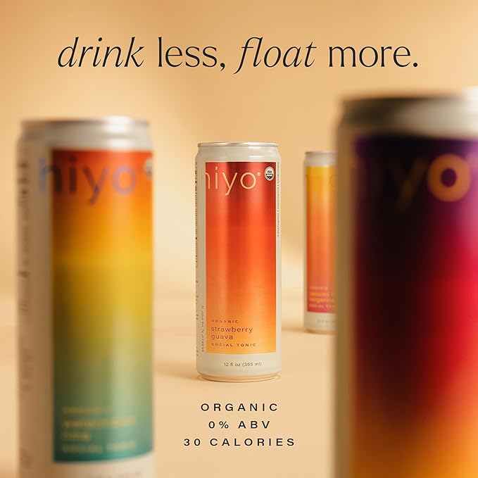 Hiyo Organic Social Tonic - Watermelon Lime, 12 Pack - N.A. Functional Seltzer, Sparkling Water Crafted with Organic Adaptogens, Nootropics & Botanicals