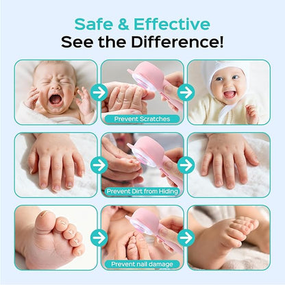 COSLUS Baby Nail Trimmer Electric: Gentle Baby Nail File with Quiet Design & 360° Light - Safe for Sleep Trim Grind, 16 in 1 Cute Nail Clipper Kit for Newborn Infant Toddler, C50, Pink