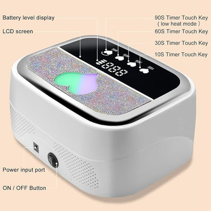 LIMEGIRL UV LED Nail Lamp Kit for Gel Polish Professional Fast White Curing Dryer Light Set with 4 Timers and UV Gloves Cordless Rechargeable Nail Art Cure Machine at Home and Salon