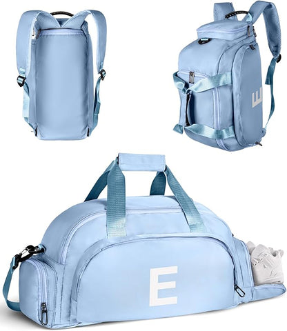 Tween Girls Trendy Stuff, Initial Gym Bags with Shoe Compartment, Dance Bag for Girls, Monogram Kid Overnight Bags, Ballet Sport Gymnastics Cheer Travel Duffle Tote (Letter E)