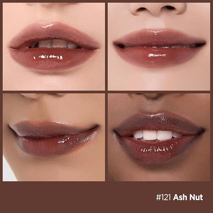 Laka Fruity Glam Lip Tint Mini, Glowing Lip Stain with Wide Color Spectrum, Hydrating & Lightweight Texture, Long-Lasting Bold Stain, Non-Sticky, Vegan, K-Beauty (#121 Ashnut)