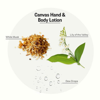 APOTHEKE Scented Hand & Body Lotion, Canvas - 10 Fl Oz Nourishing Body Moisturizer Cream for Dry Skin - Gentle Daily Skincare for Men & Women with Natural Ingredients, All Skin Types
