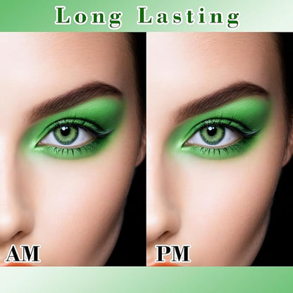 MEICOLY Light Green Eyeshadow with Mirror,Stocking Stuffers for Women,Forest Green Matte Eye Shadow Palette for Christmas Wicked Witch Elphaba Makeup,Pressed Powder Eyeshadow,Eye Makeup Eyelid Color