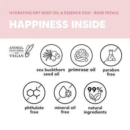 Onyx Professional Hydrating Dry Body Oil, Rose Petals, 3.7 fl oz, 2pk