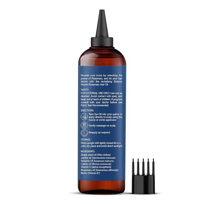 Botanic Hearth 100% Pure Rosemary Oil For Hair Growth (6.7 fl oz)| Infused with Biotin, Jojoba & Castor Oil | Hair Oil Repairs Dry Damaged Hair, Strengthening, Healthier Hair- Hair Tonic