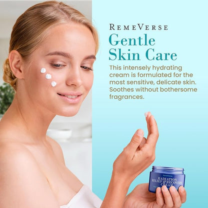 RemeVerse Radiation Cream – Unscented, Gentle, Hyaluronic Acid, Peptides & Calendula Cream for Burns, Soothing Skin and Hydrate Sensitive Skin, Radiation Treatment Skin Care – 6 fl oz