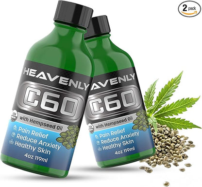 HNP Labs C60 Organic Hemp Seeds Oil - 99.99% C60, Food-Grade Supplement for Longevity & Wellness - 80mg C60 Organic Hemp Oil Boost Vitality, Anti-Aging Formula for Radiant Skin Lab-Tested for Purity
