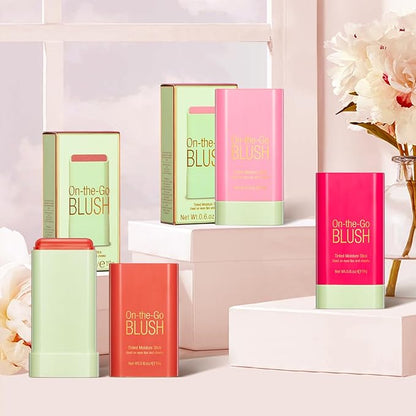 Blush Stick for Cheeks - Cream Makeup Blush Wand, Solid Moisturizer Stick for Cheeks Tint, Natural Blendable Waterproof Korean Matte Long-Lasting Smooth Blushes (#02 Hot Red)
