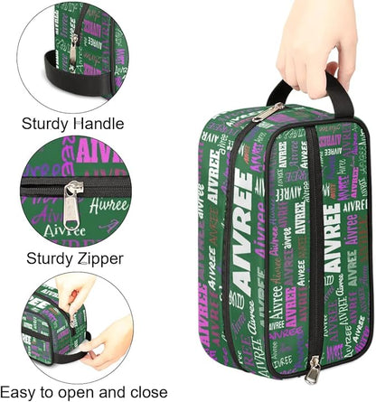Customized Travel Makeup Toiletry Bag, Waterproof Large Cosmetic Bag Makeup Shaving Bag Organizer Case, Deep Forest Green Background