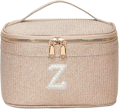 EURYNOME Makeup Bag with Custom Letter Z, Water-Resistant Travel Organizer Pouch, (8.3x5.1x5.1 Inch) Cosmetic Case for Women