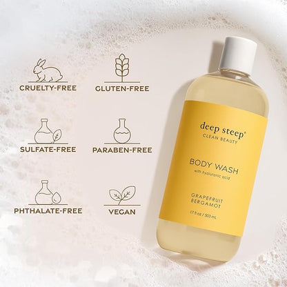 Deep Steep Body Wash, Lilac Blossom, 17 oz – Hydrating Shower Gel with Hyaluronic Acid, Shea Butter, Aloe Vera & Argan Oil – Vegan, Clean Beauty, Clean & Refreshed Skin
