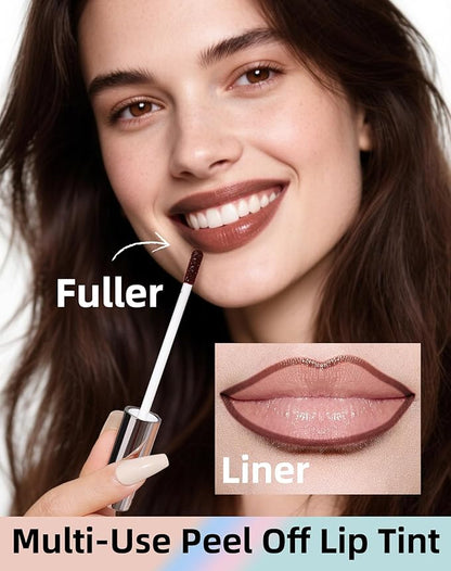 KIMUSE Long-Lasting Lip Stain Peel Off Mask, 12H Smudge-Proof Transfer-Resistant Lip Tint, Vegan & Non-Drying Formula for Bold Matte Finish, Easy Peel Application