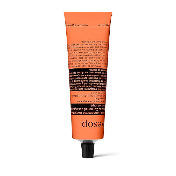 Aesop Rind Concentrate Body Balm | Lightweight, Fast-Absorbing Hydration with Pink Grapefruit, Orange Rind, Lemon Rind, Aloe Vera & Nut Oils | Bright Citrus Fresh Scent | 100 mL / 3.4 oz