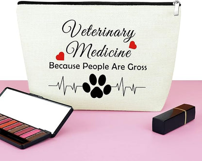 Mxrymvu Thank You Gift for Veterinarian Vet Tech Gift Cosmetic Bag for Doctor Veterinary Technician Friend Sarcastic Gag Makeup Bag for Veterinary Medicine Graduation