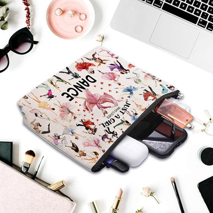Dance Gifts Dance Makeup Bag, Dance Recital Gifts for Dancer, Birthday Gifts for Dance Lover Teacher Women, Dance Stuff Cosmetic Bag Toiletry Bag Pouch